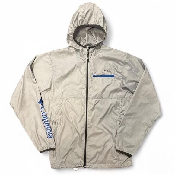 Columbia PFG Terminal Spray Jacket Gray Hooded Windbreaker UPF 50 Mens Small - Picture 1 of 12